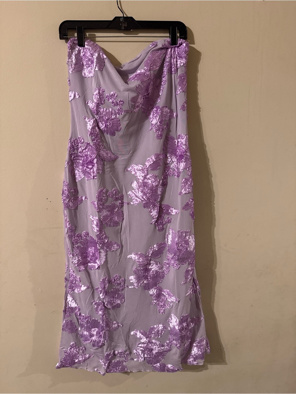 Lilac Floral Sequin Strapless Maxi Dress